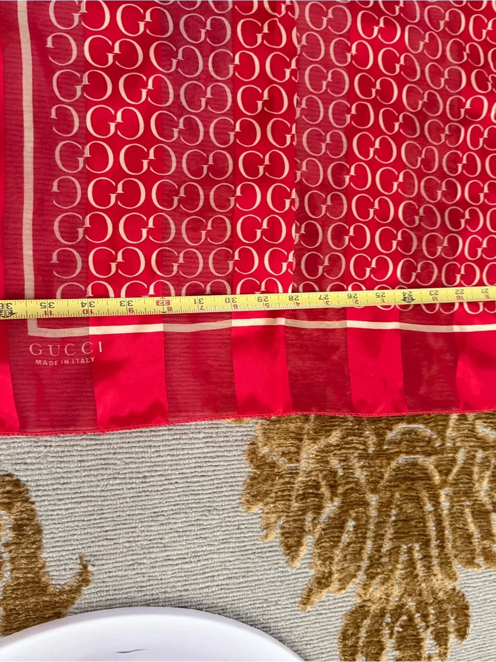 Red GUCCI silk Silk Scarf - Luxury Home Accent